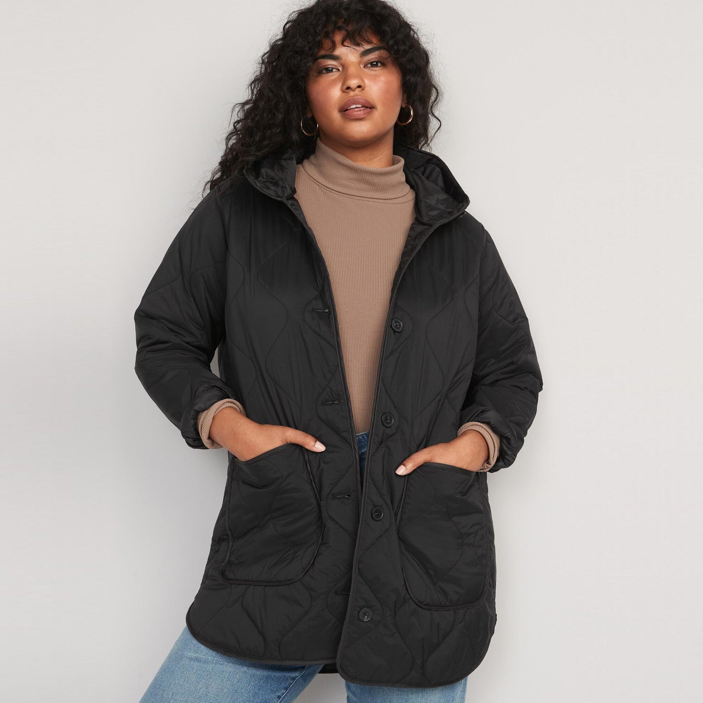 old navy quilted hooded liner jacket