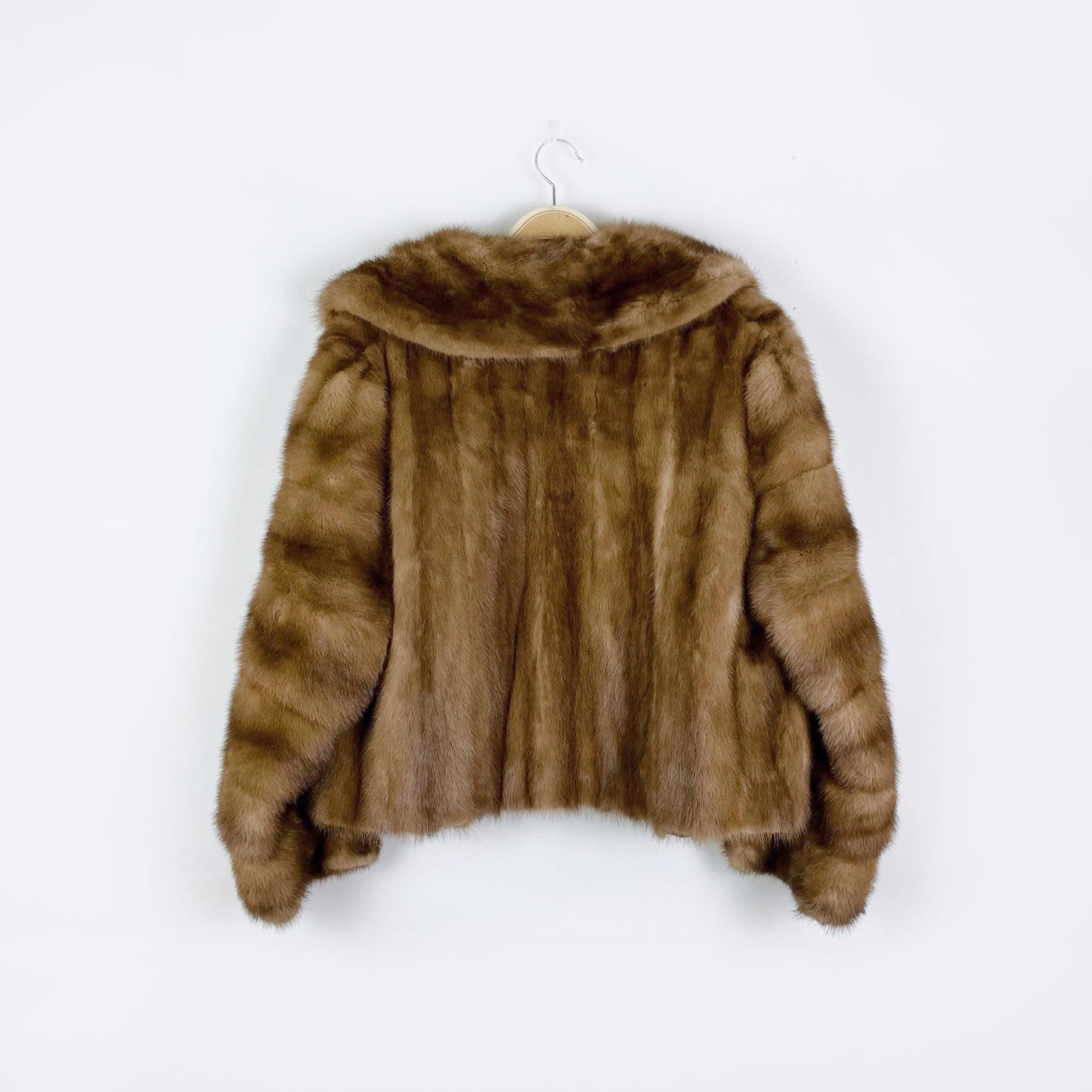 simpsons caramel brown mink open cropped jacket - size large