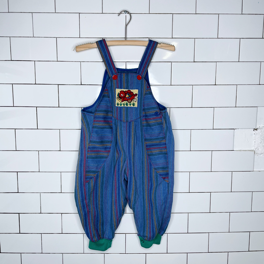 vintage dinosaur striped overalls - size 4