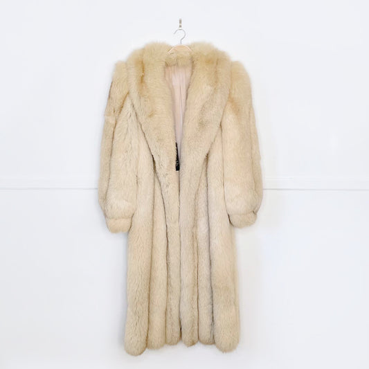 vintage christian dior fourrures yellow fox fur long coat