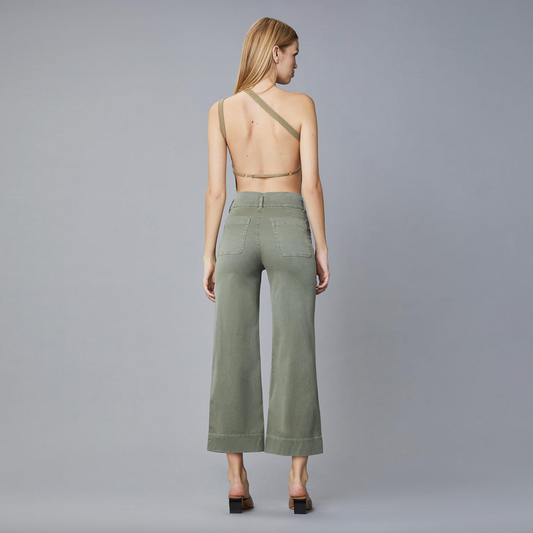 nwt dl1961 green hepburn high rise wide leg pants - size 26