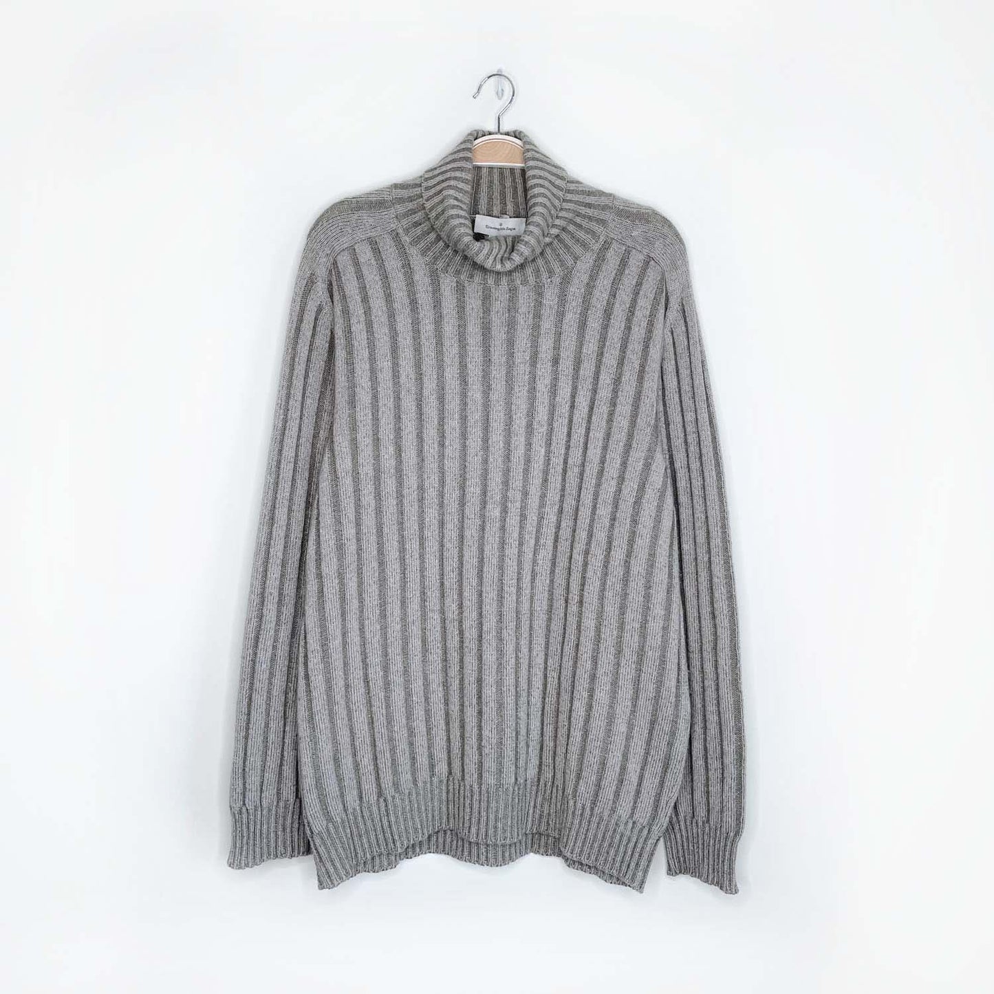 ermenegildo zegna wool cashmere chunky rib turtleneck - size large