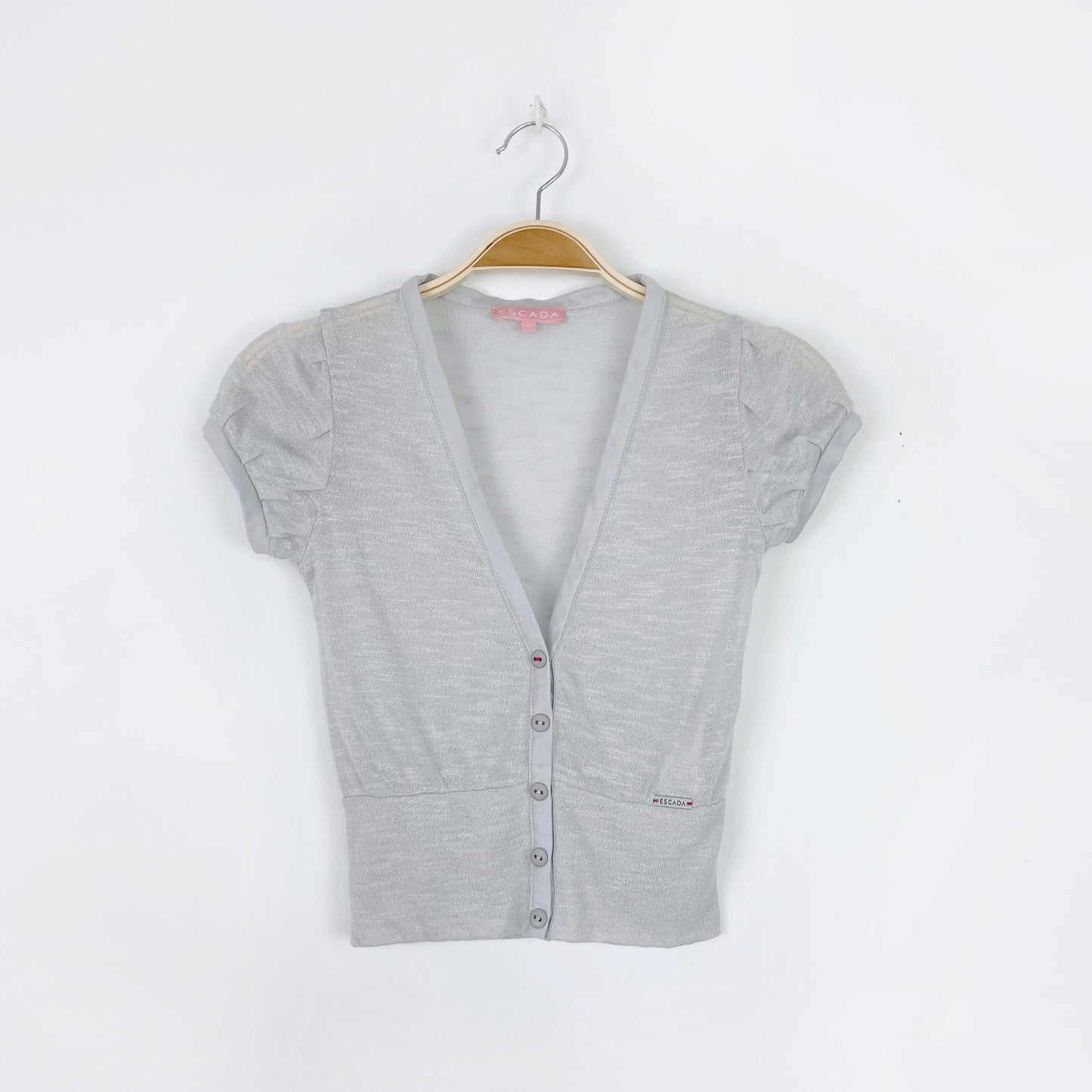 escada short sleeve light knit cardigan top