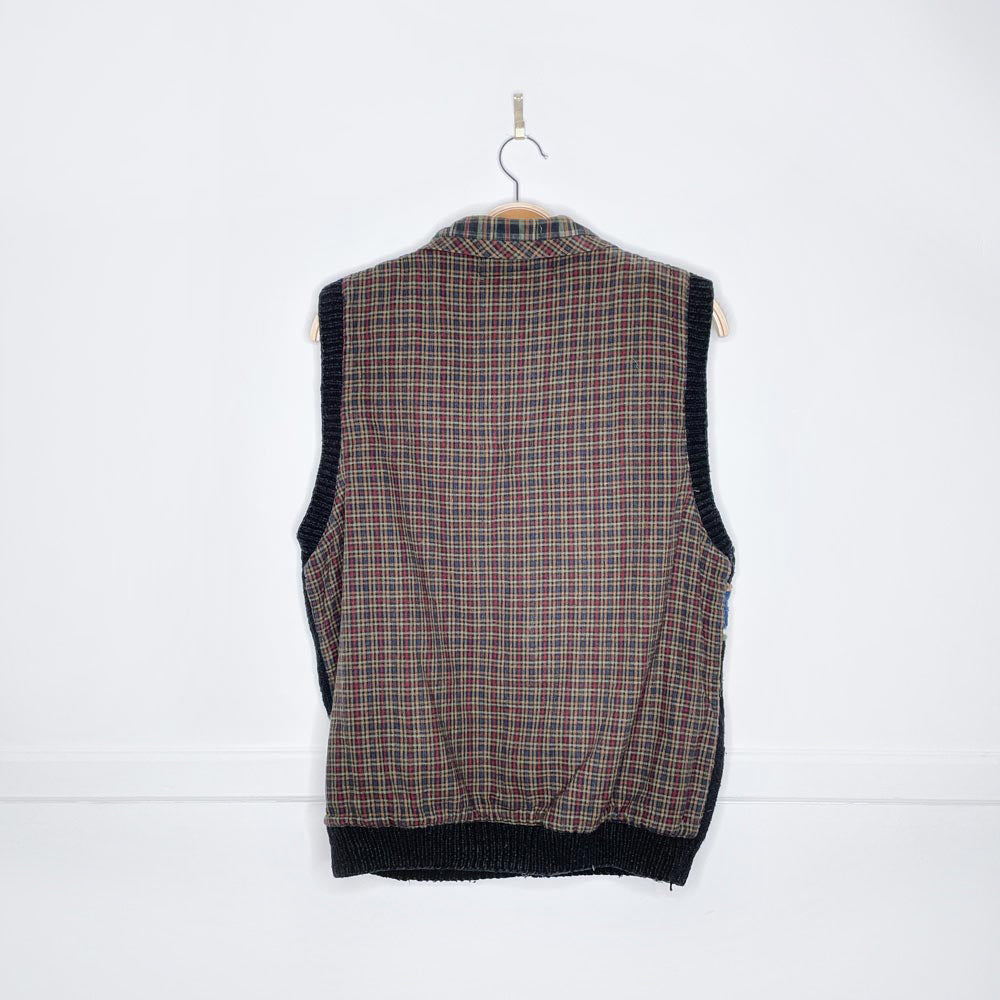 vintage 90s belle point knit snowman flannel vest