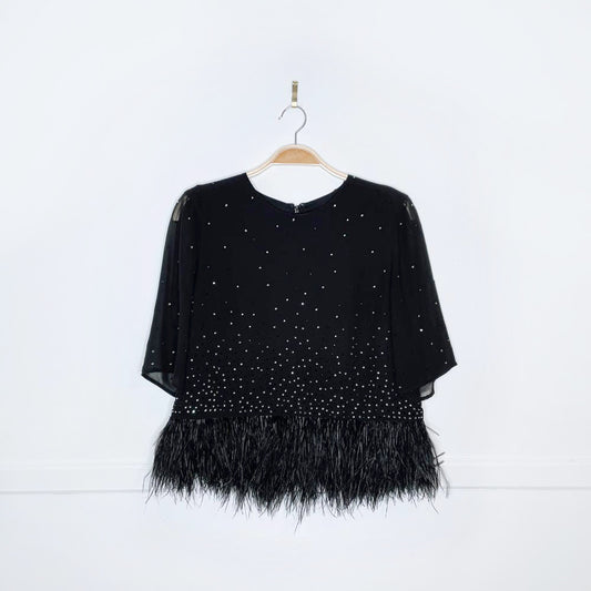 french connection ostrich feather trim blouse