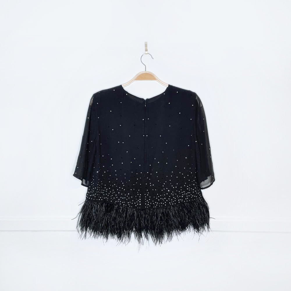 french connection ostrich feather trim blouse