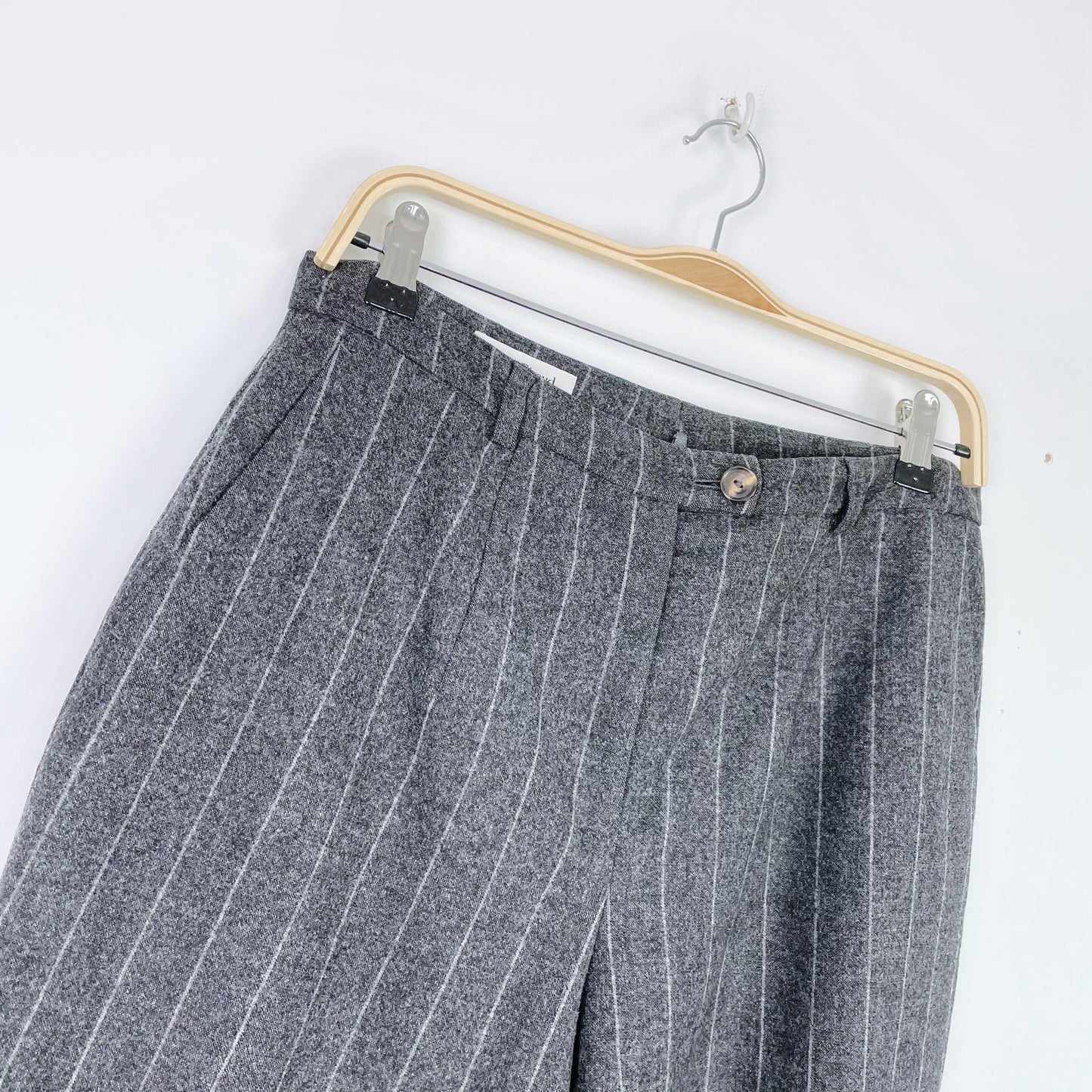 louis feraud contraire high rise pinstripe wool trouser