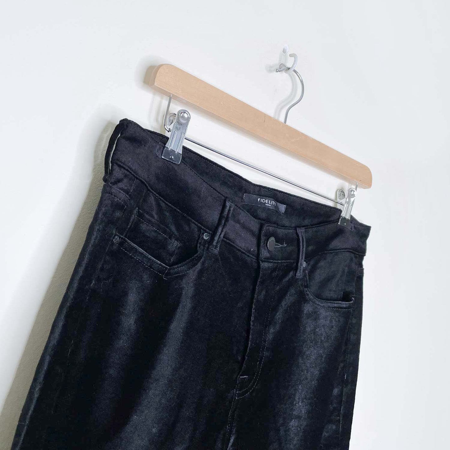 fidelity denim black velvet straight leg pants - size 29