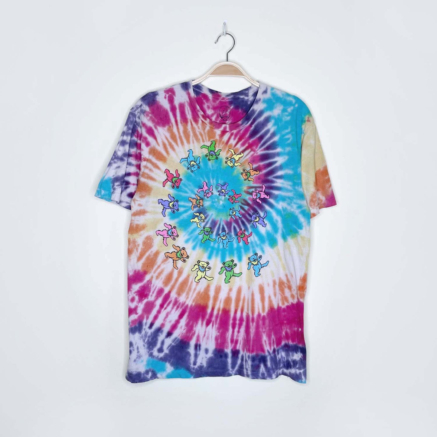 grateful dead 2021 liquid blue tie dye teddy bear tee - size medium