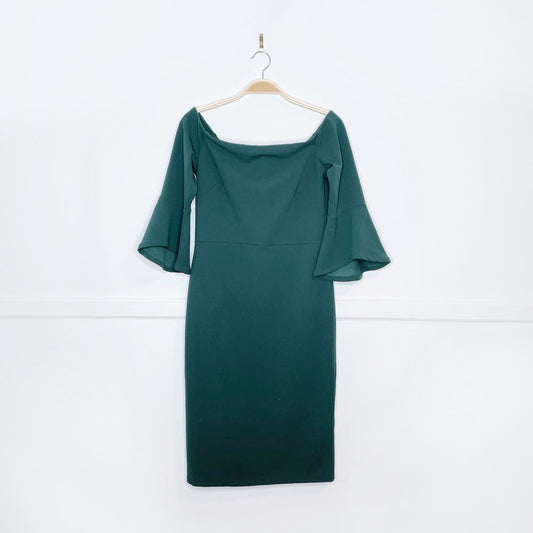 h&m off shoulder flutter sleeve midi dress