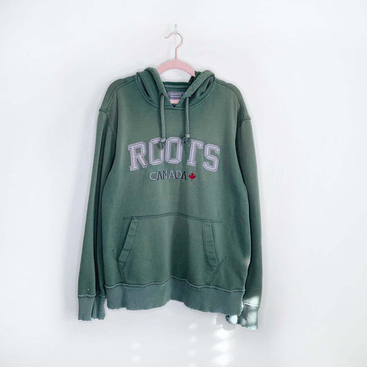 vintage roots green hooded sweatshirt - size large