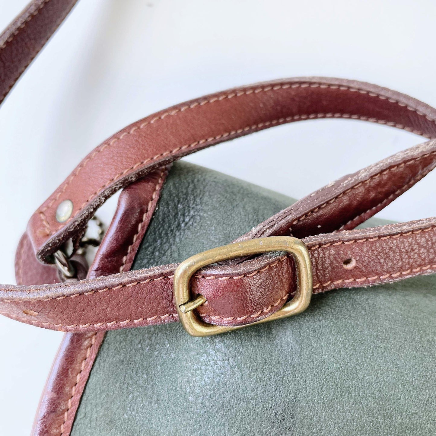 vintage 90s roots two tone leather crossbody