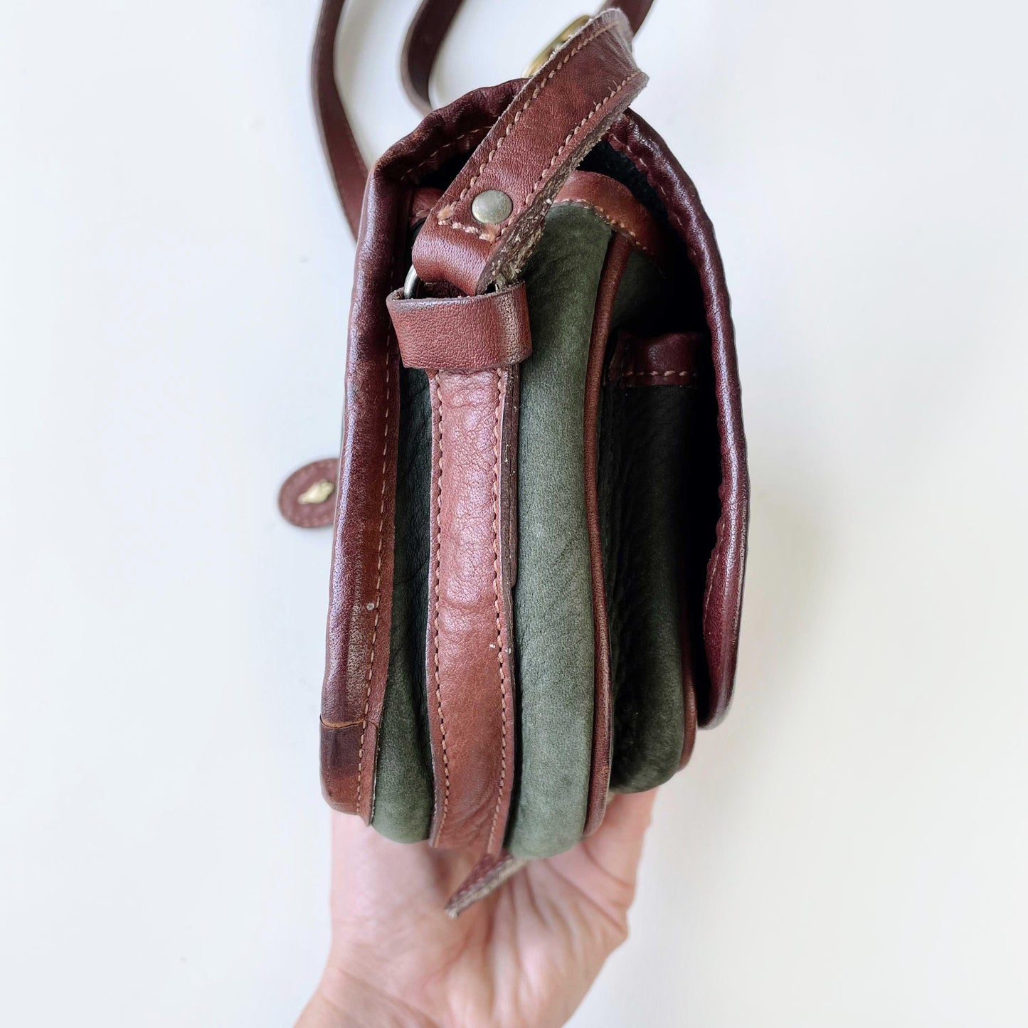 vintage 90s roots two tone leather crossbody