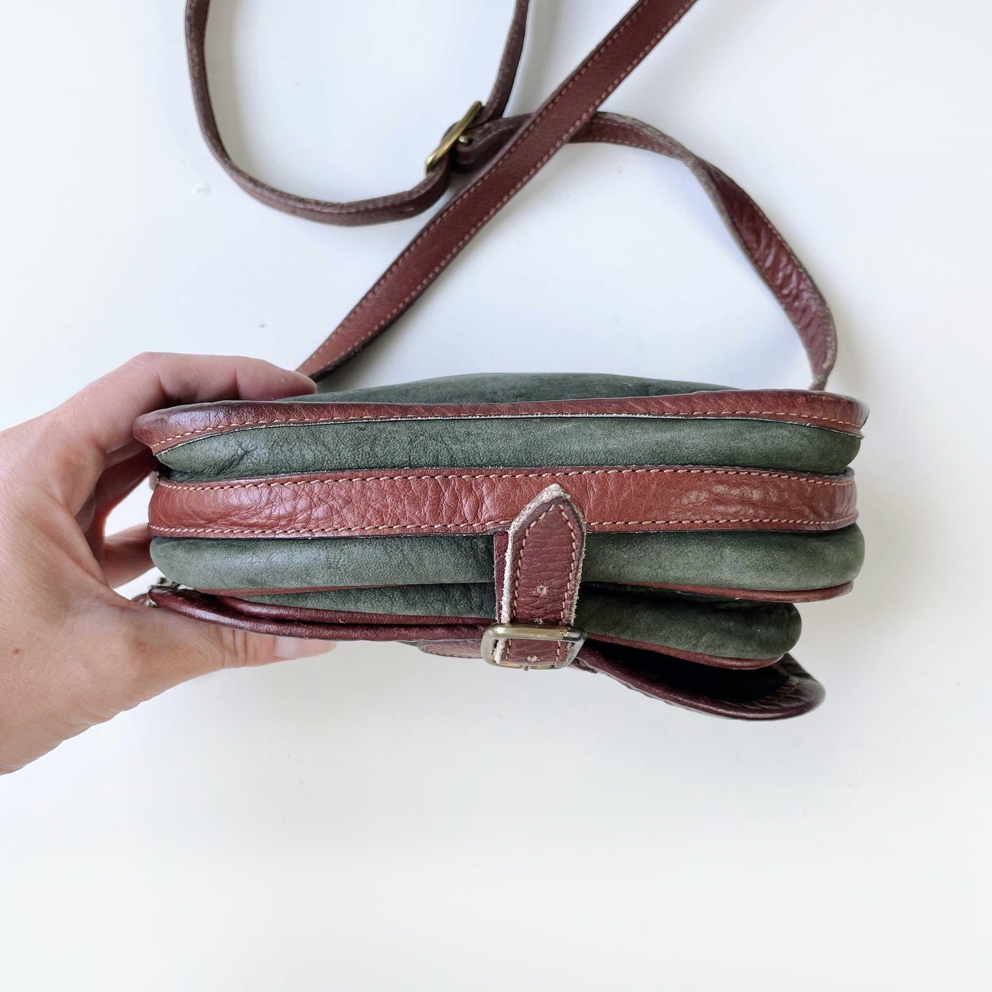 vintage 90s roots two tone leather crossbody