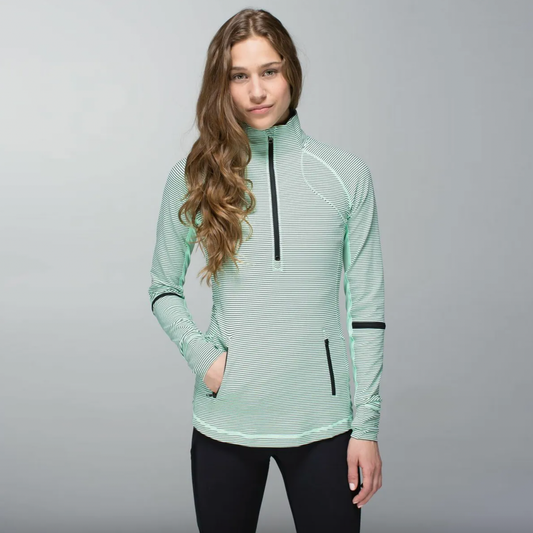 lululemon race with grace 1/2 zip pullover mini hyper stripe - size 6