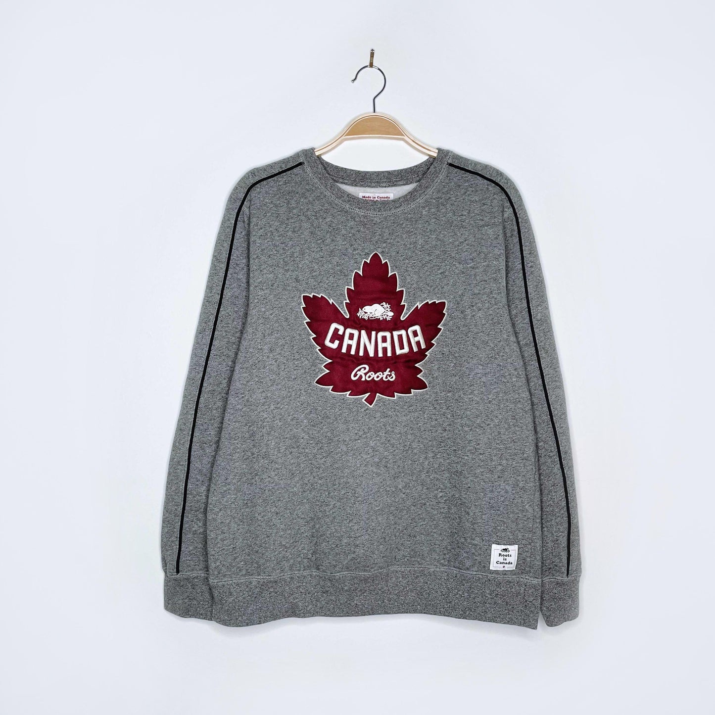 roots 2019 vintage maple grey heather crew