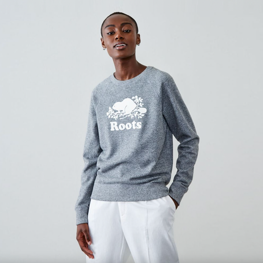 roots original cooper beaver crew sweatshirt - size medium