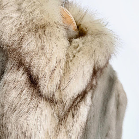 vintage grey mink long coat with fox full fur trim