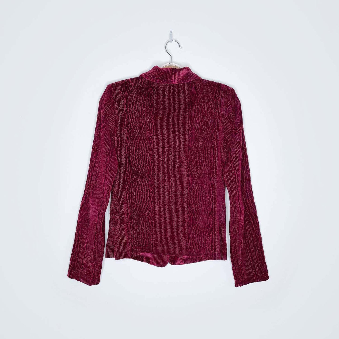 vintage harvé bernard 'cable knit' red velvet blazer - size 4