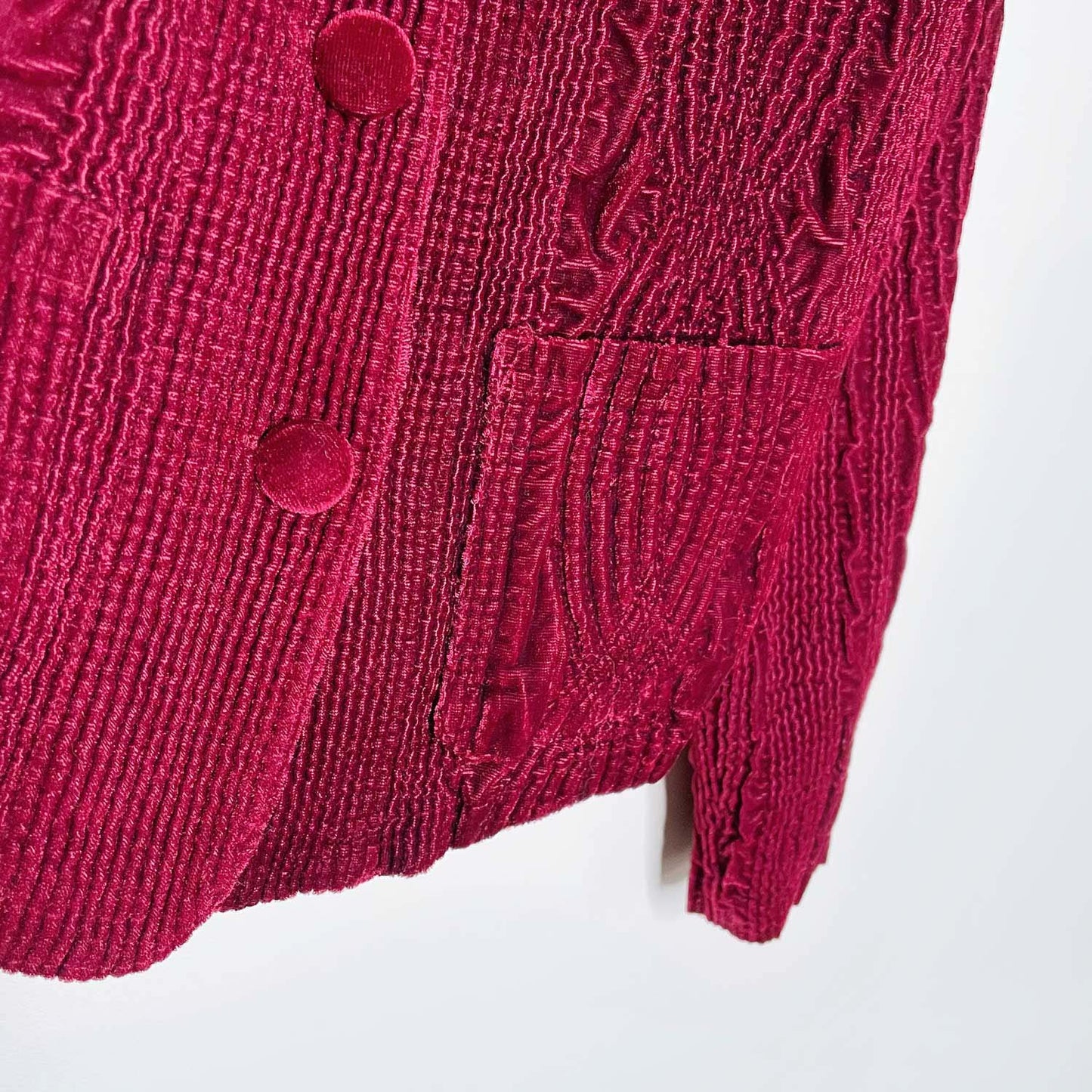 vintage harvé bernard 'cable knit' red velvet blazer - size 4