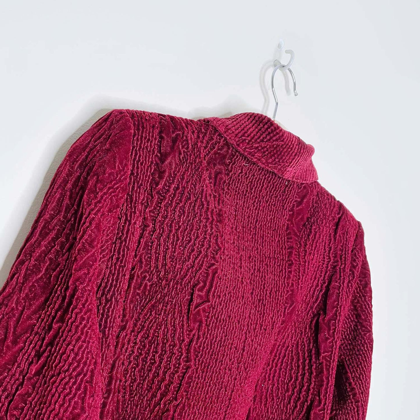 vintage harvé bernard 'cable knit' red velvet blazer - size 4