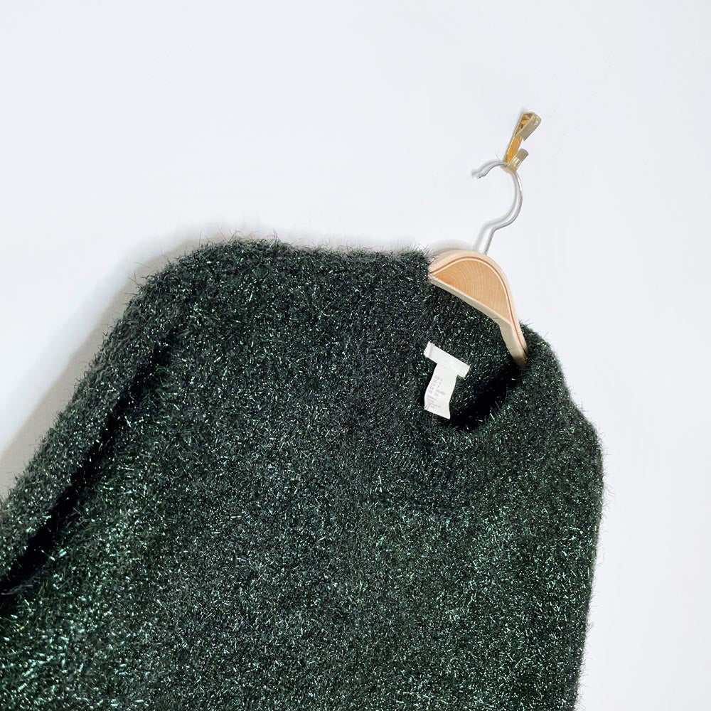 h&m holiday oversized green confetti knit crew