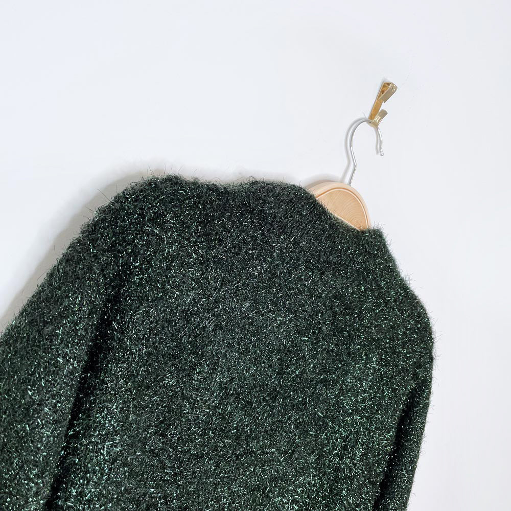 h&m holiday oversized green confetti knit crew