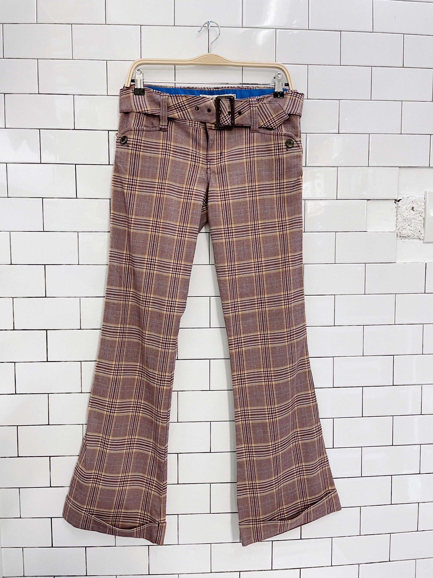 y2k hollister plaid prep wide flare pants