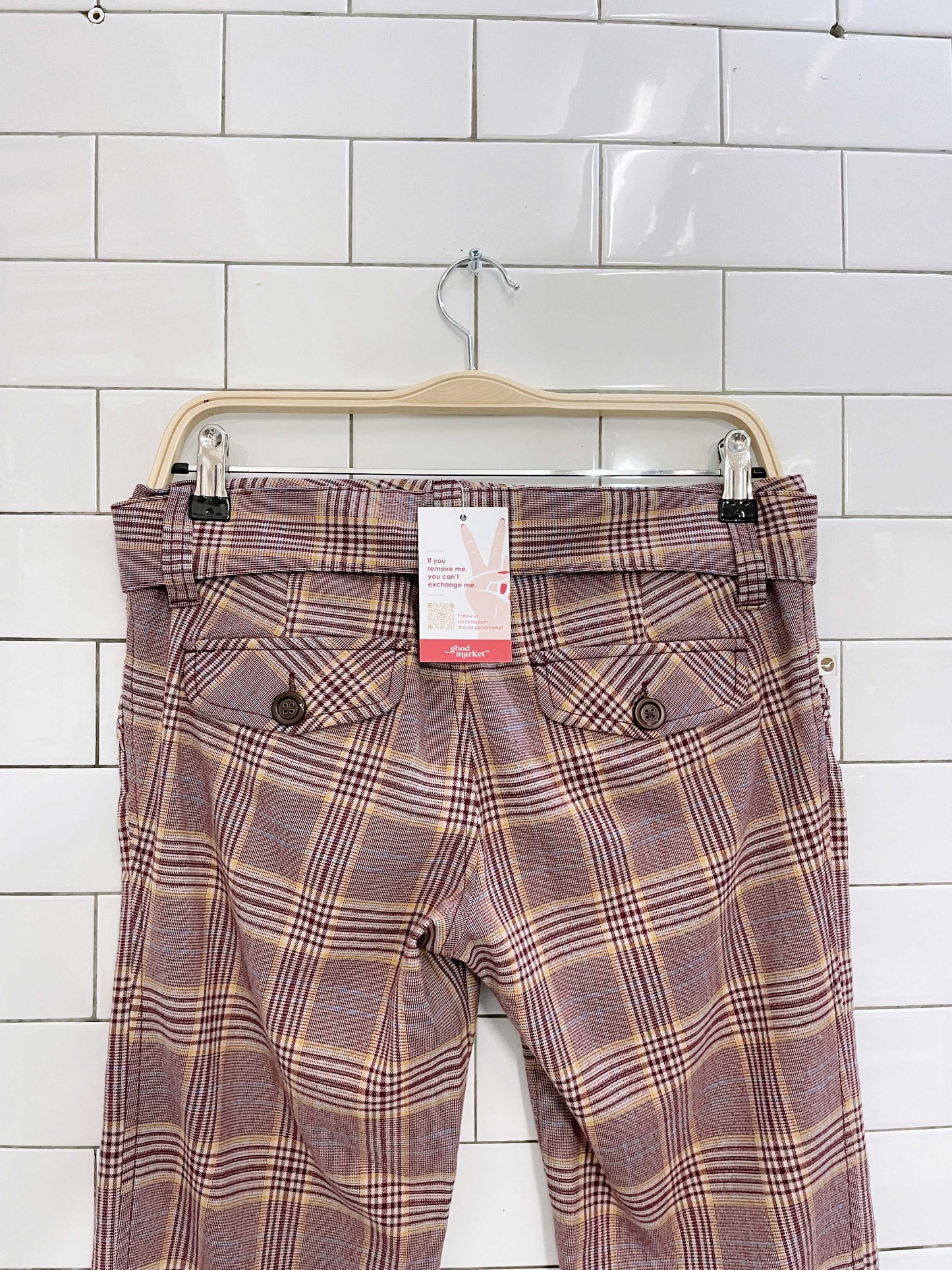 y2k hollister plaid prep wide flare pants