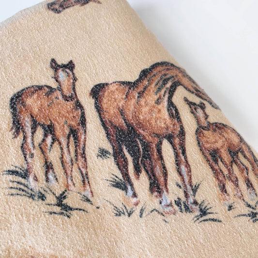 vintage horse print flannel flat sheet