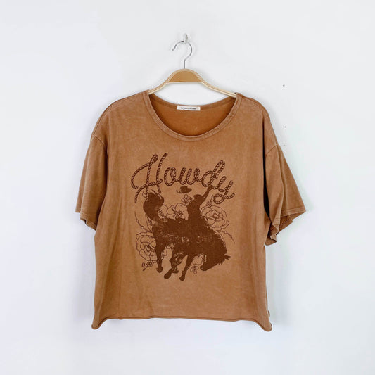 caution to the wind howdy western tee