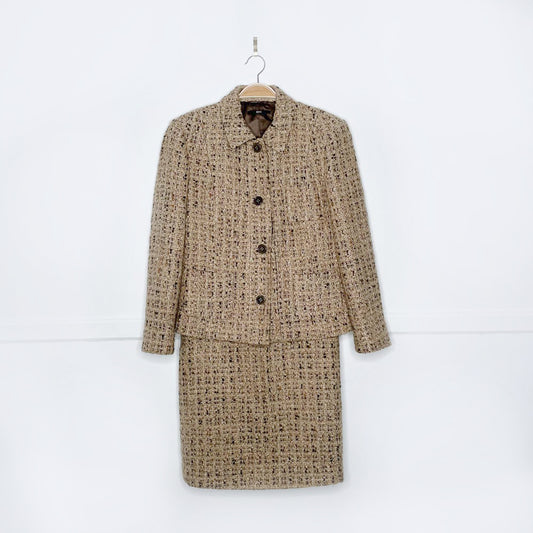 hugo boss wool-blend tweed skirt suit