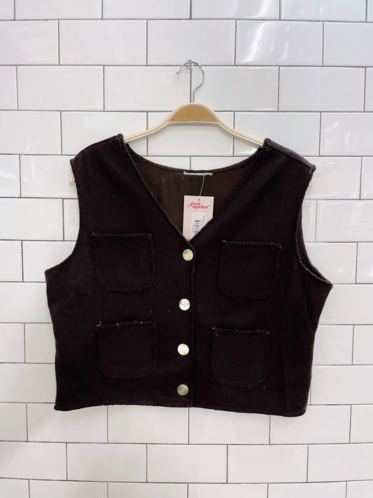 vintage brown wool cropped vest