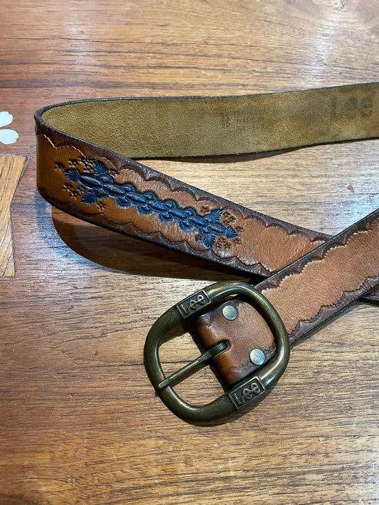 vintage lee tooled leather belt