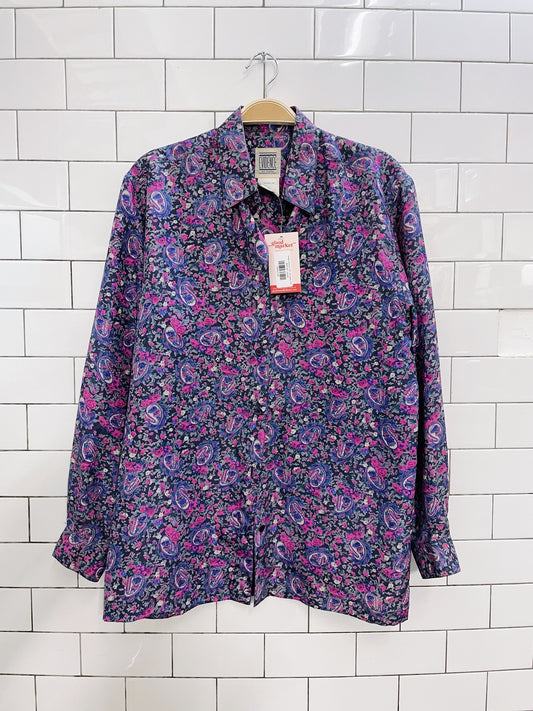 vintage evidence 100% silk paisley shirt