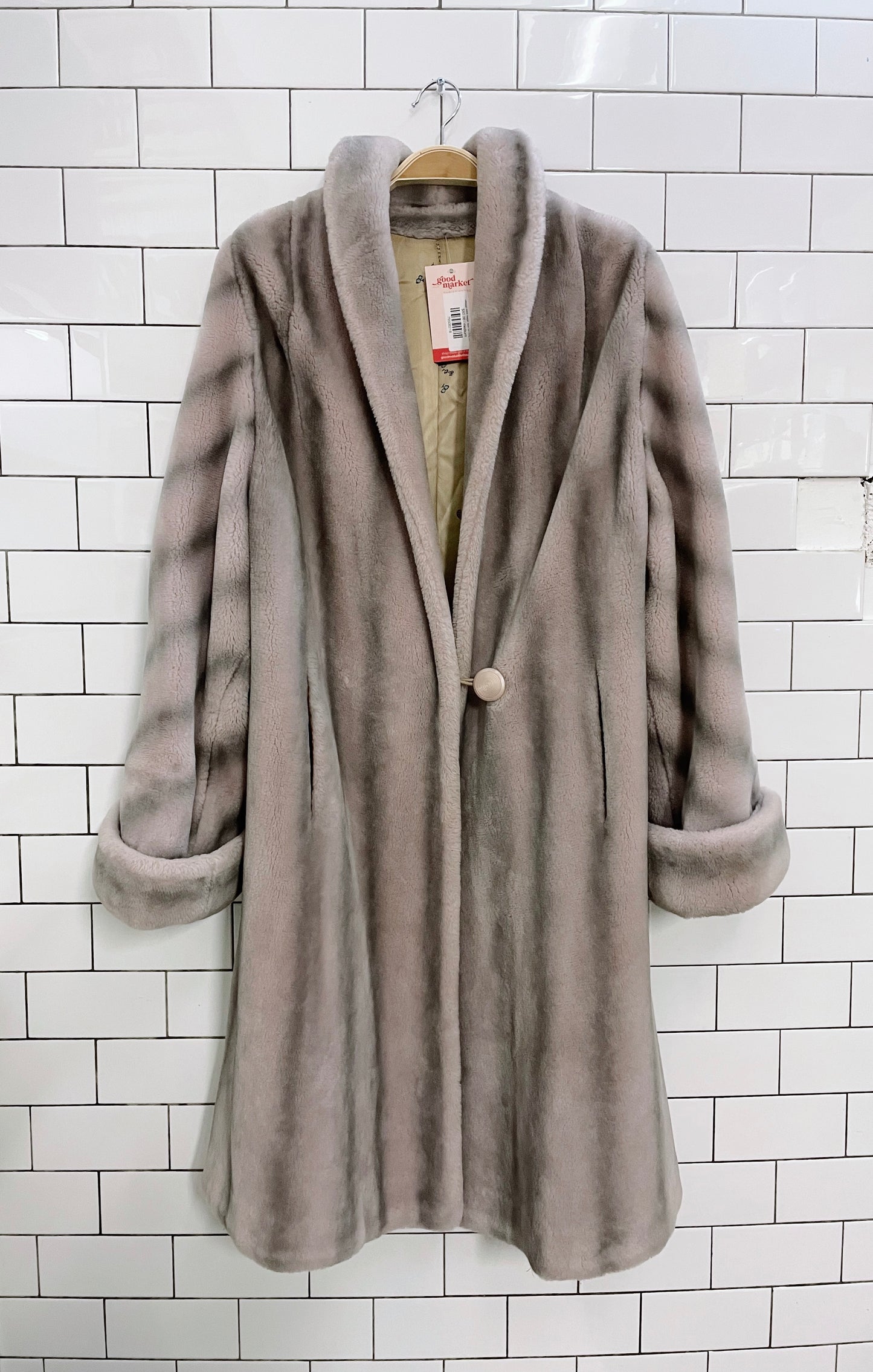 vintage mink magic faux fur long coat