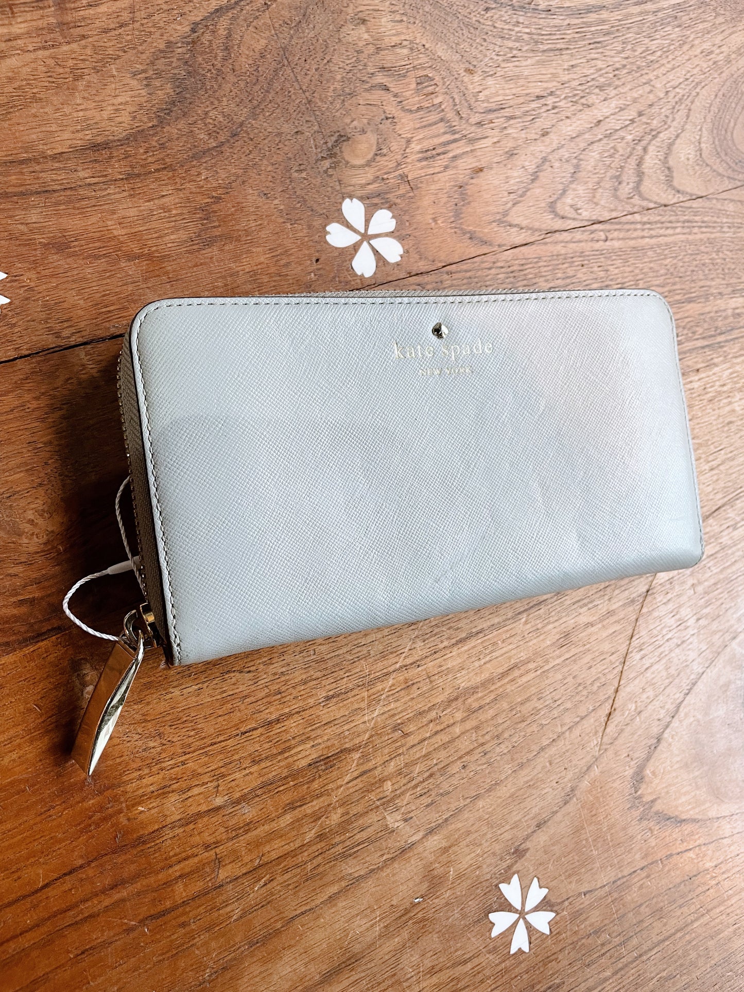 kate spade grey zip around wallet