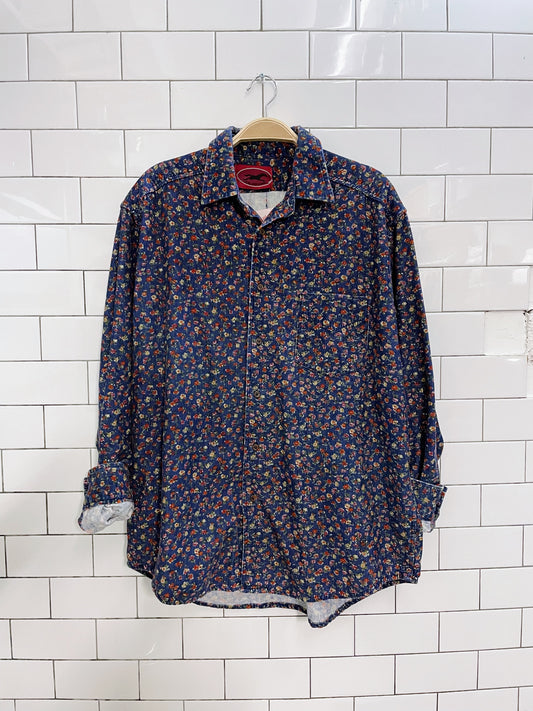 vintage le favori floral cord button down