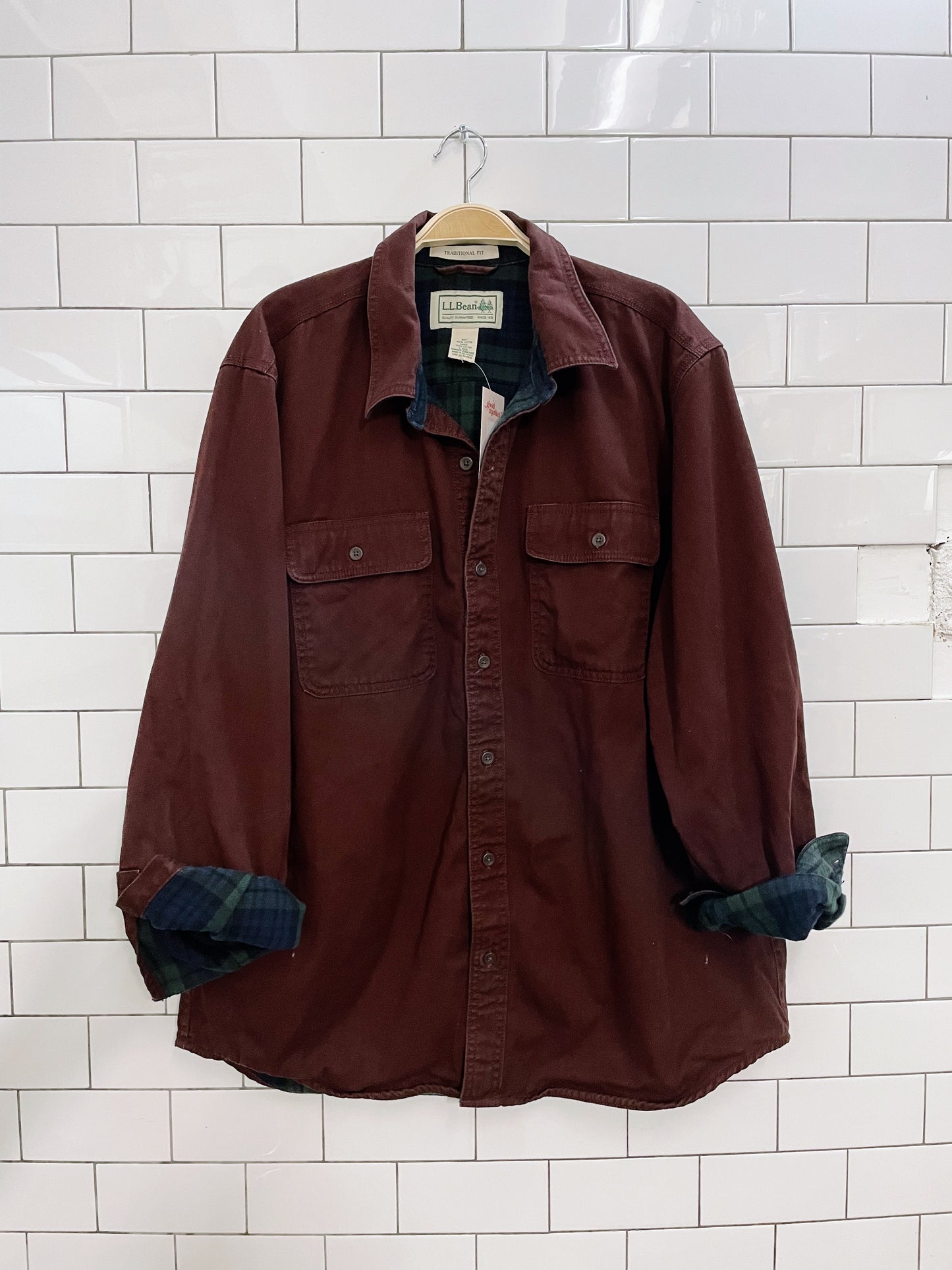 ll bean flannel lined twill shirt/jacket