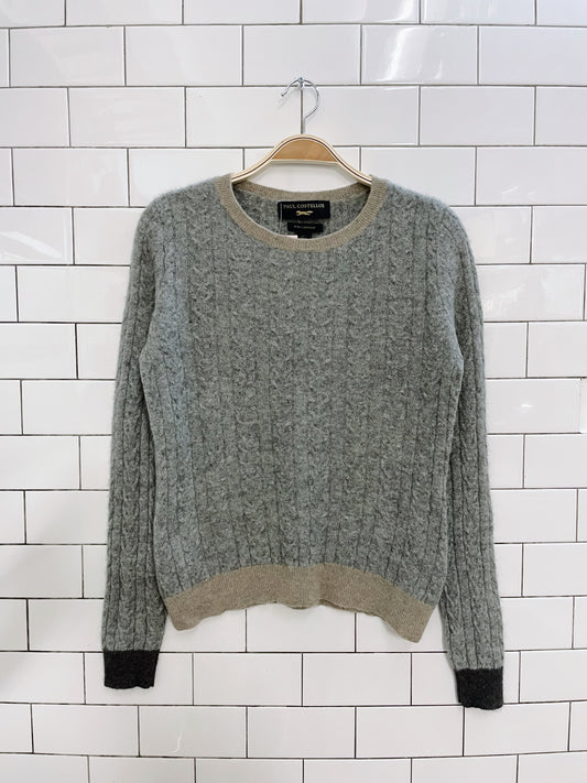 paul costelloe 100% cashmere cable knit crew