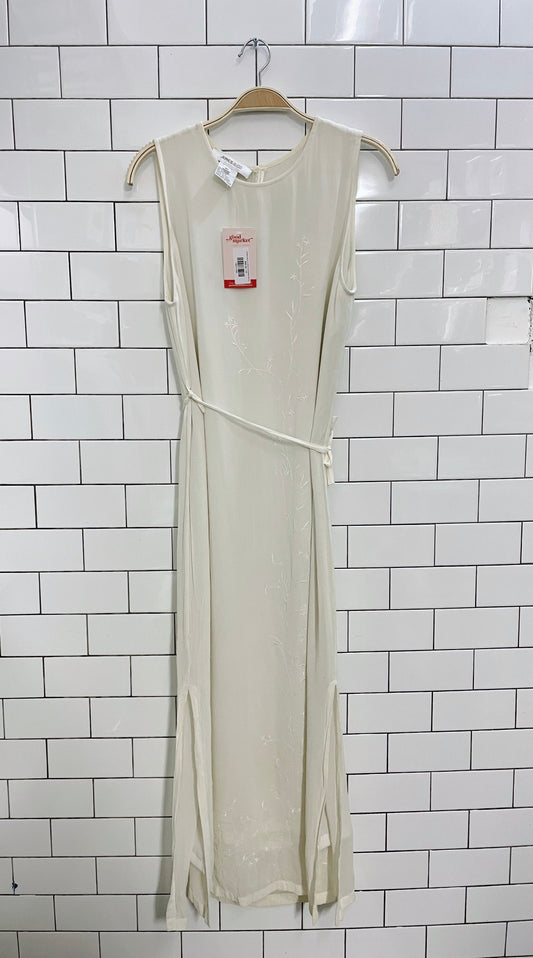 vintage jones & co chiffon embroidered maxi tank dress