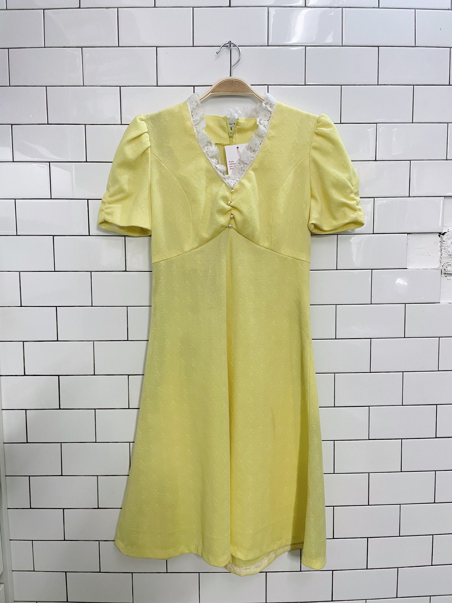 vintage yellow diamond knit dress