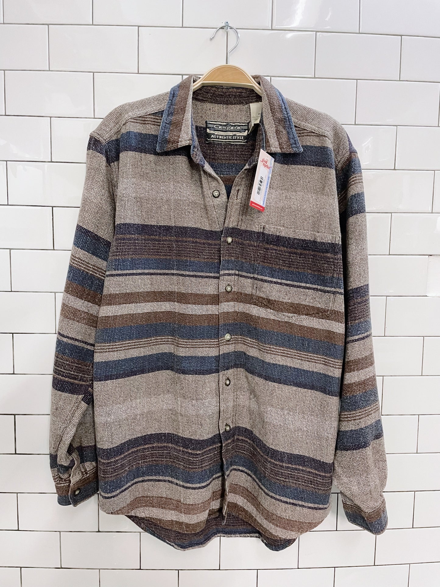 vintage campana woven ranch stripe flannel shirt