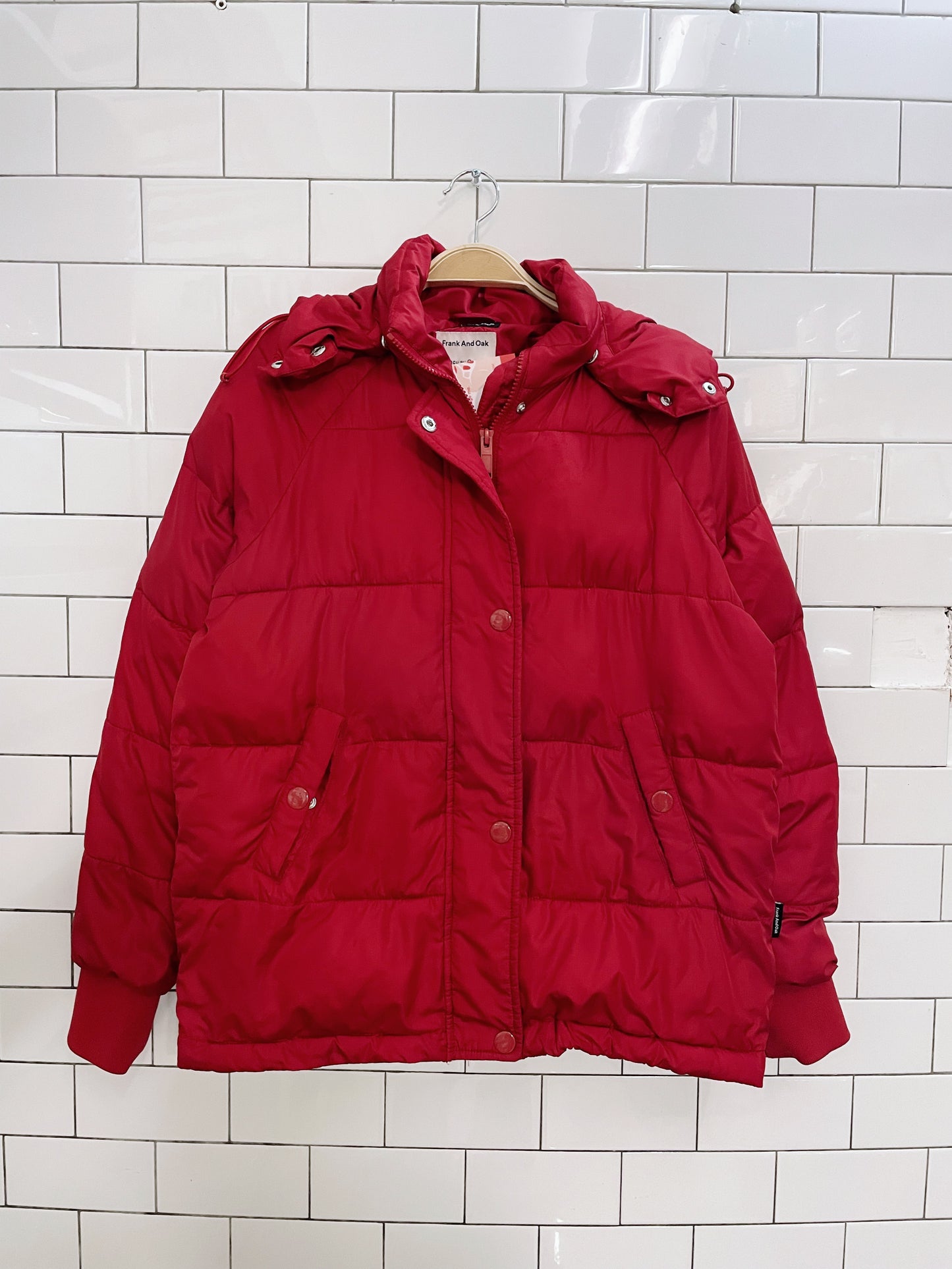 frank and oak red puffer jacket