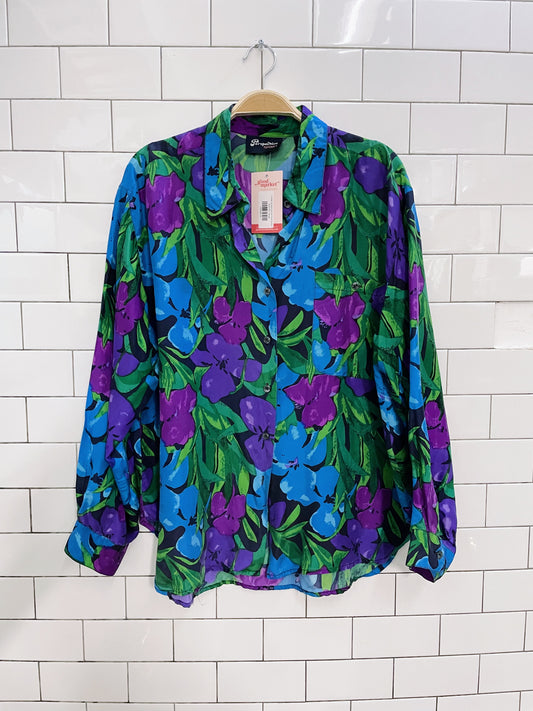 vintage perspective silk floral blouse