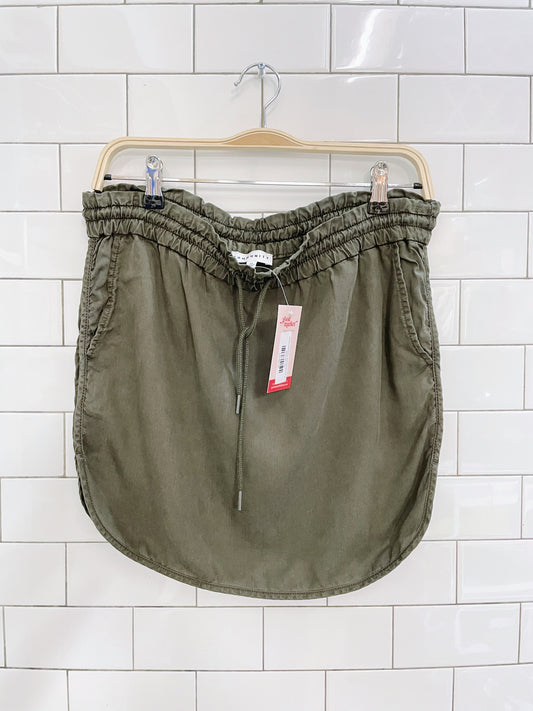 aritzia community drawstring mini skirt