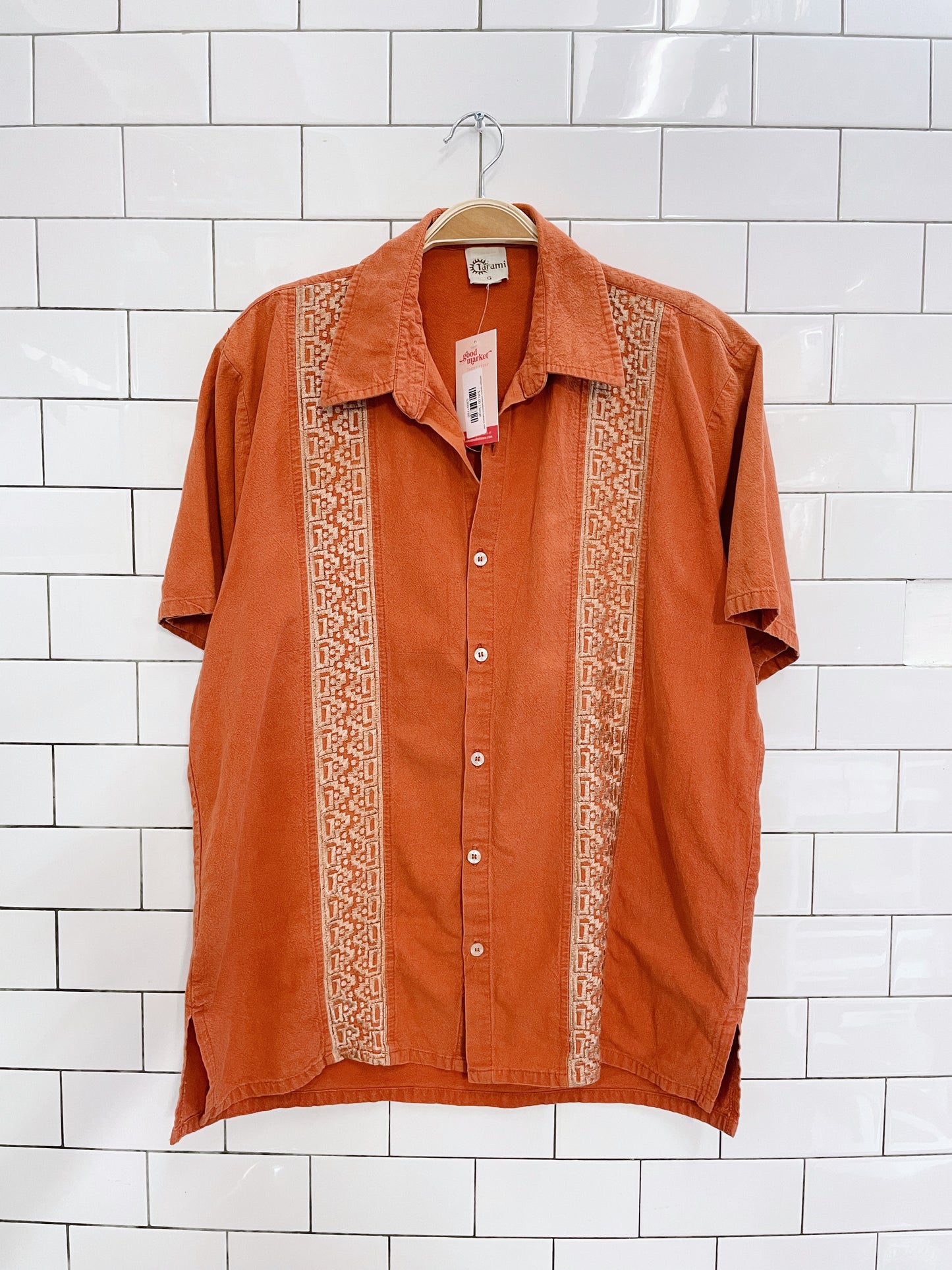 vintage tarami embroidered cabana shirt