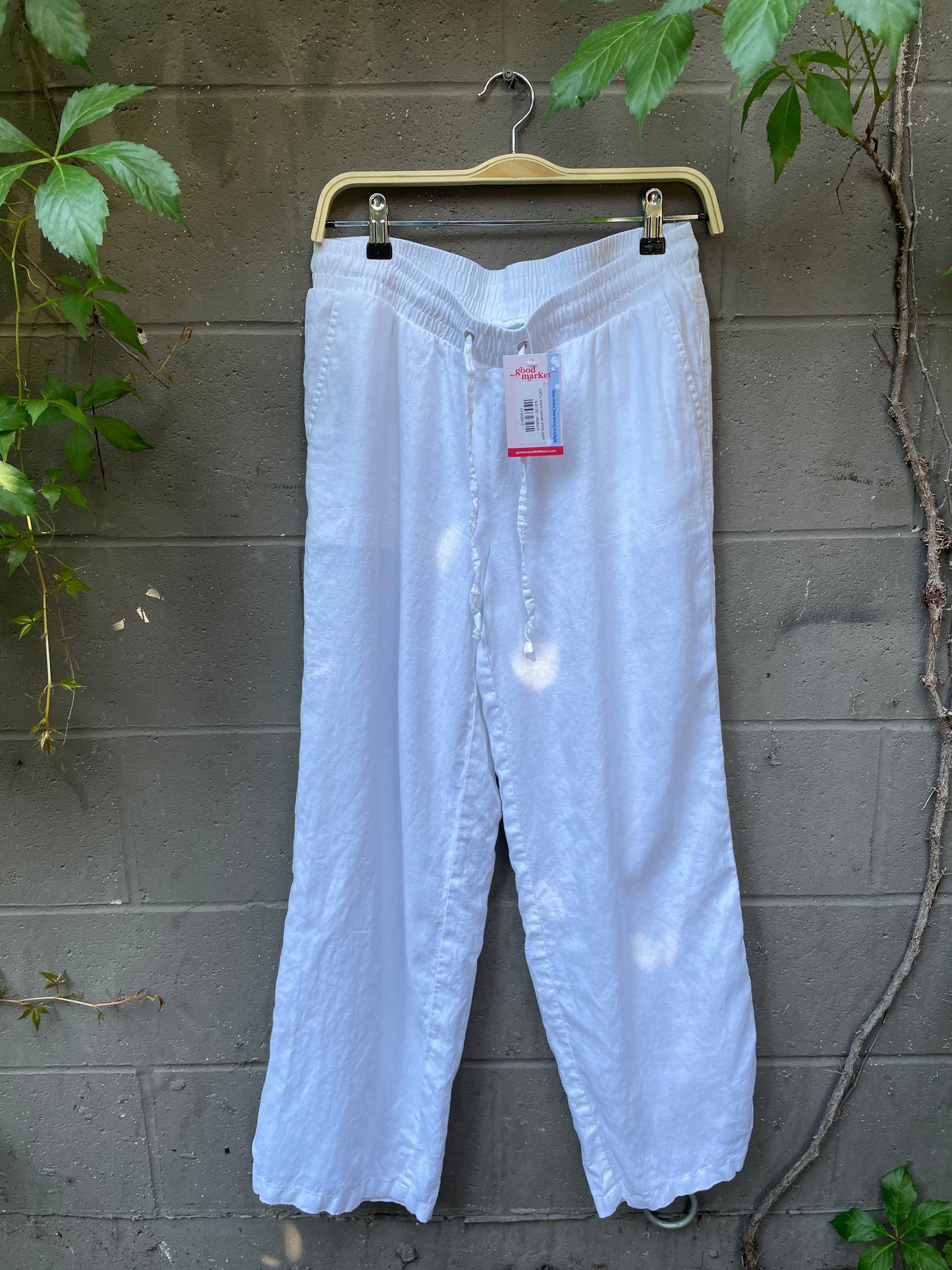 100% linen casual white pants