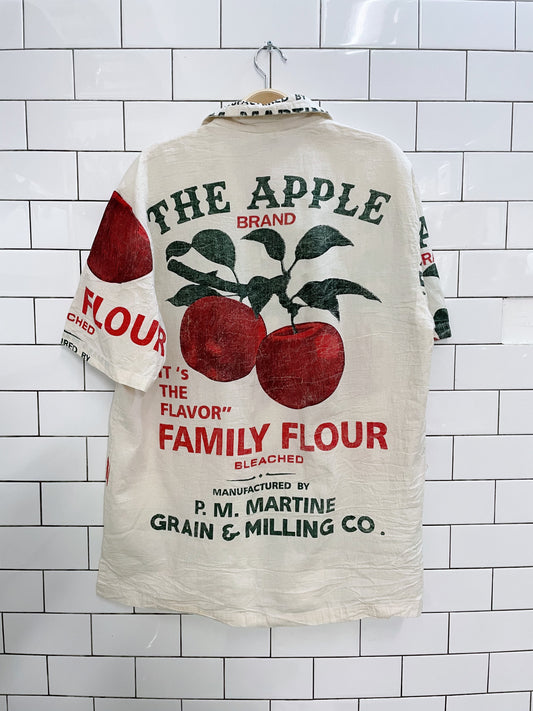 junk shop rework apple flour bag shirt