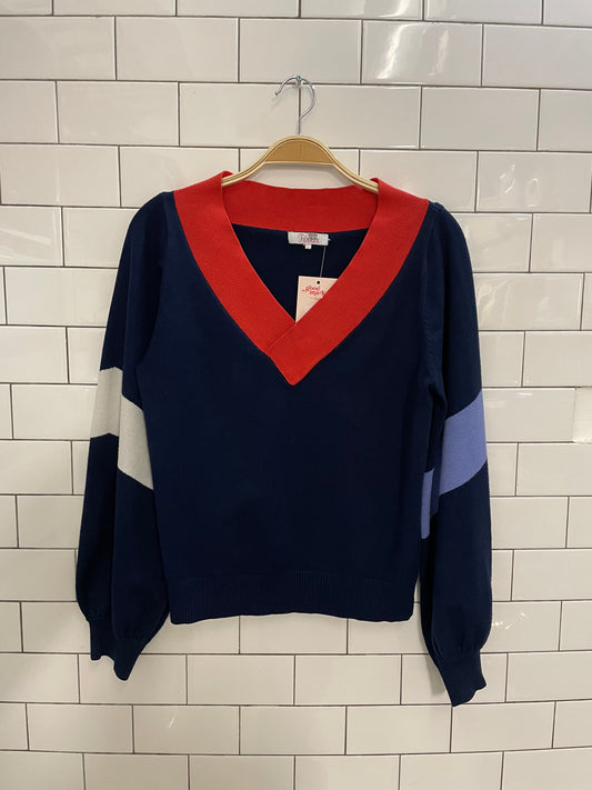 parker colourblock v-neck sweater